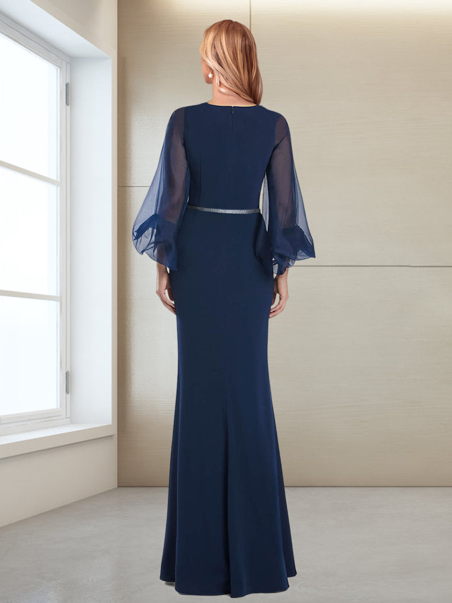 Trompete/Meerjungfrau-Linie U-Ausschnitt 3/4 Ärmel Bodenlang Kleider für die Brautmutter