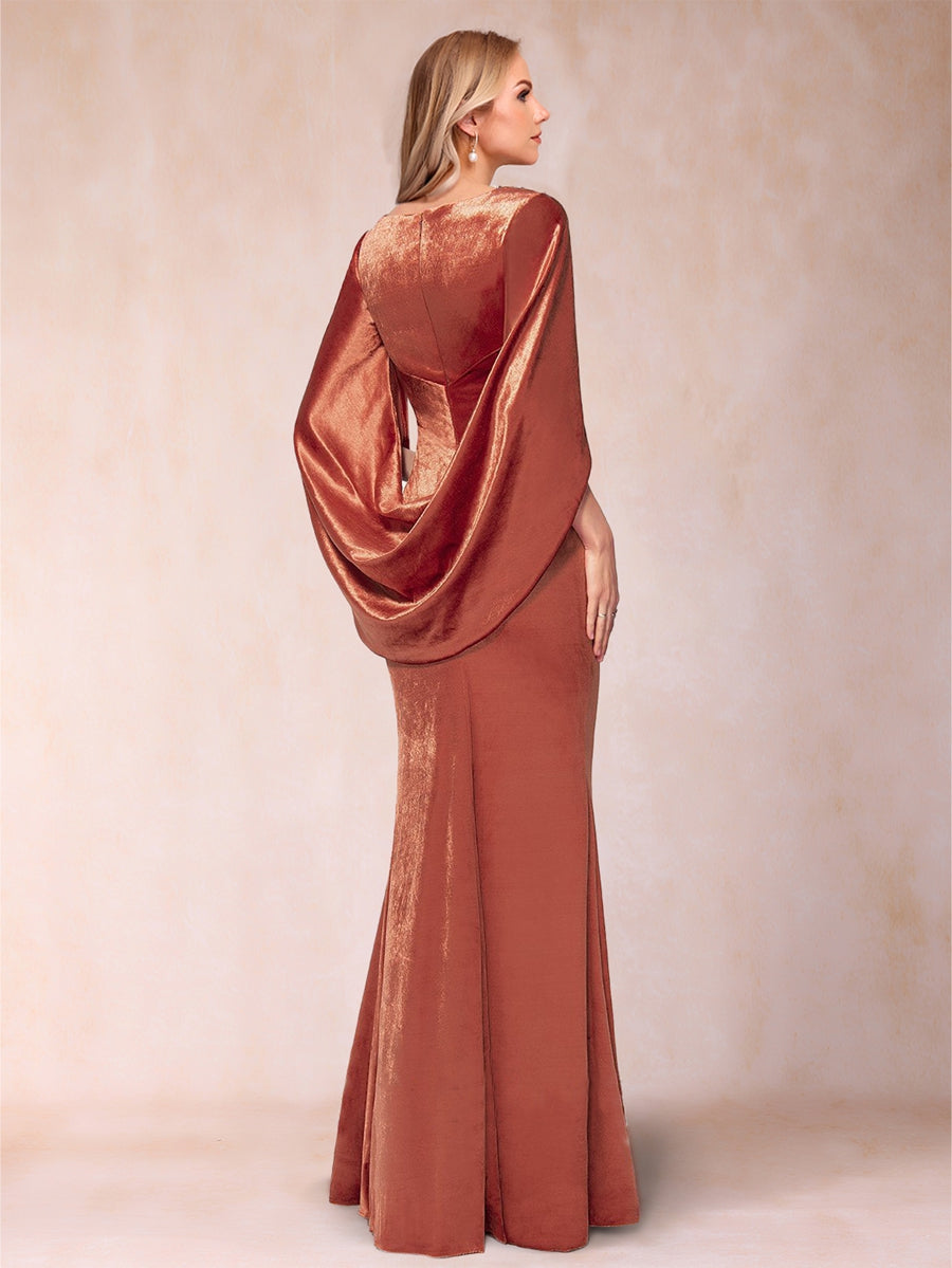 Trompete/Meerjungfrau V-Ausschnitt Halbarm Bodenlang Abendkleider