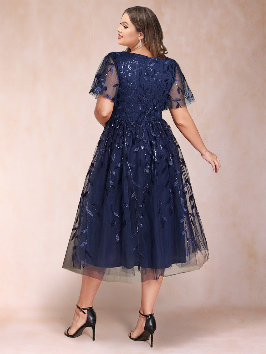 A-Linie/Princess-Linie V-Ausschnitt Wadenlang Kleider für die Brautmutter