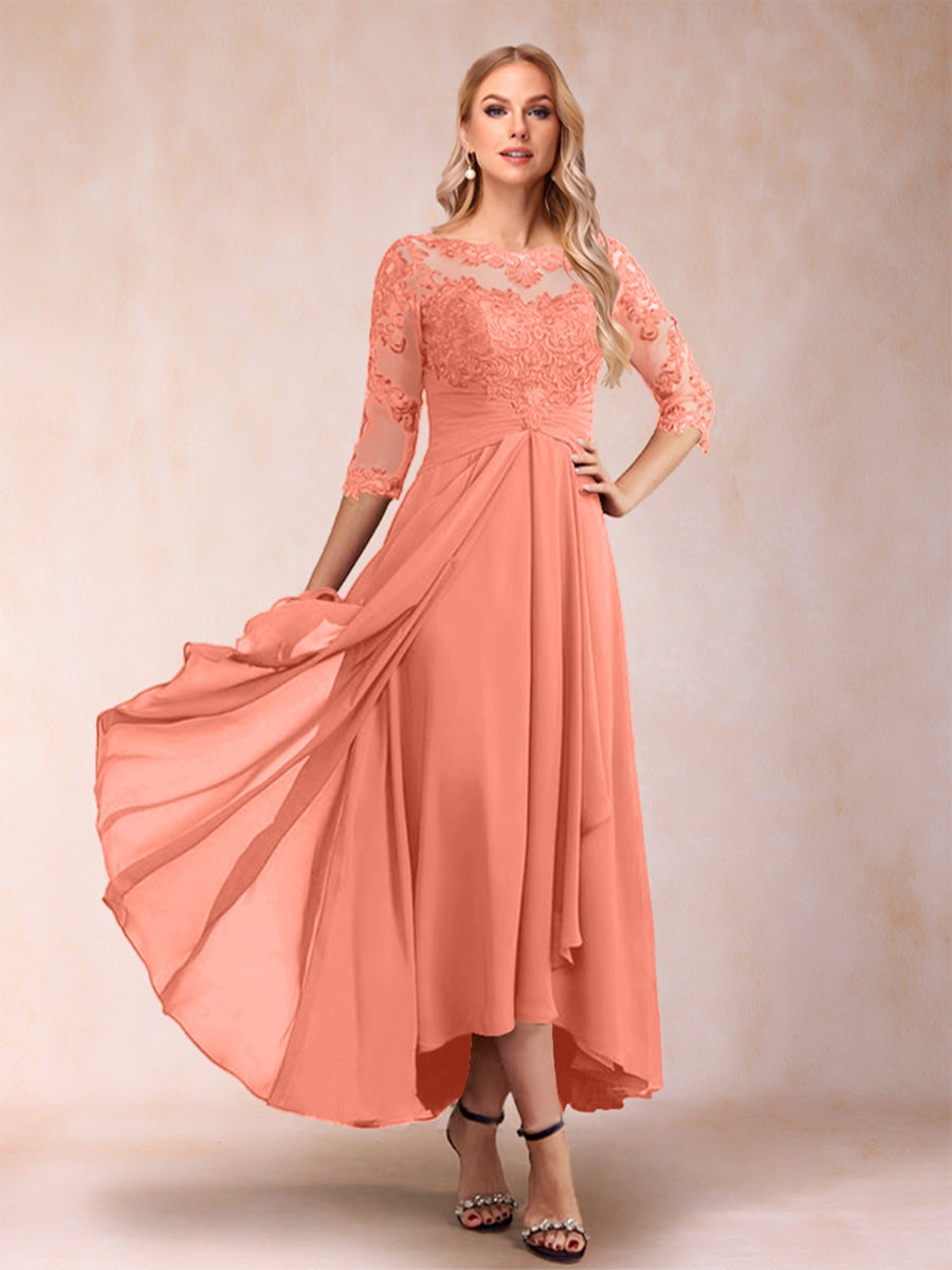 A-Linie/Princess-Linie Asymmetrisch 3/4 Ärmel Herzausschnitt Kleider für die Brautmutter