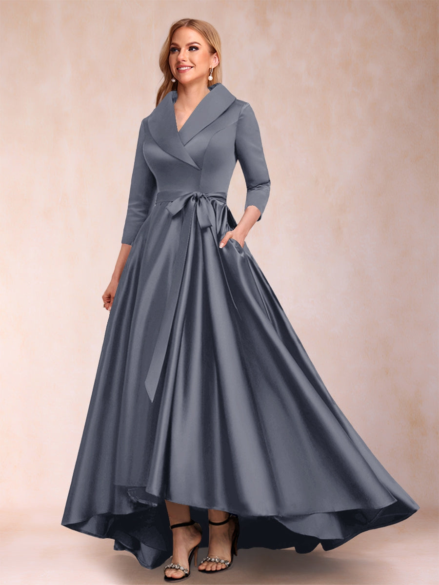 A-Linie/Princess-Linie 3/4-Ärmel Asymmetrisch V-Ausschnitt Kleider für die Brautmutter