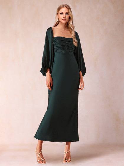 Etui-Linie/Säule Herzausschnitt Rüschen Lange Ärmel Elegante Abendkleider