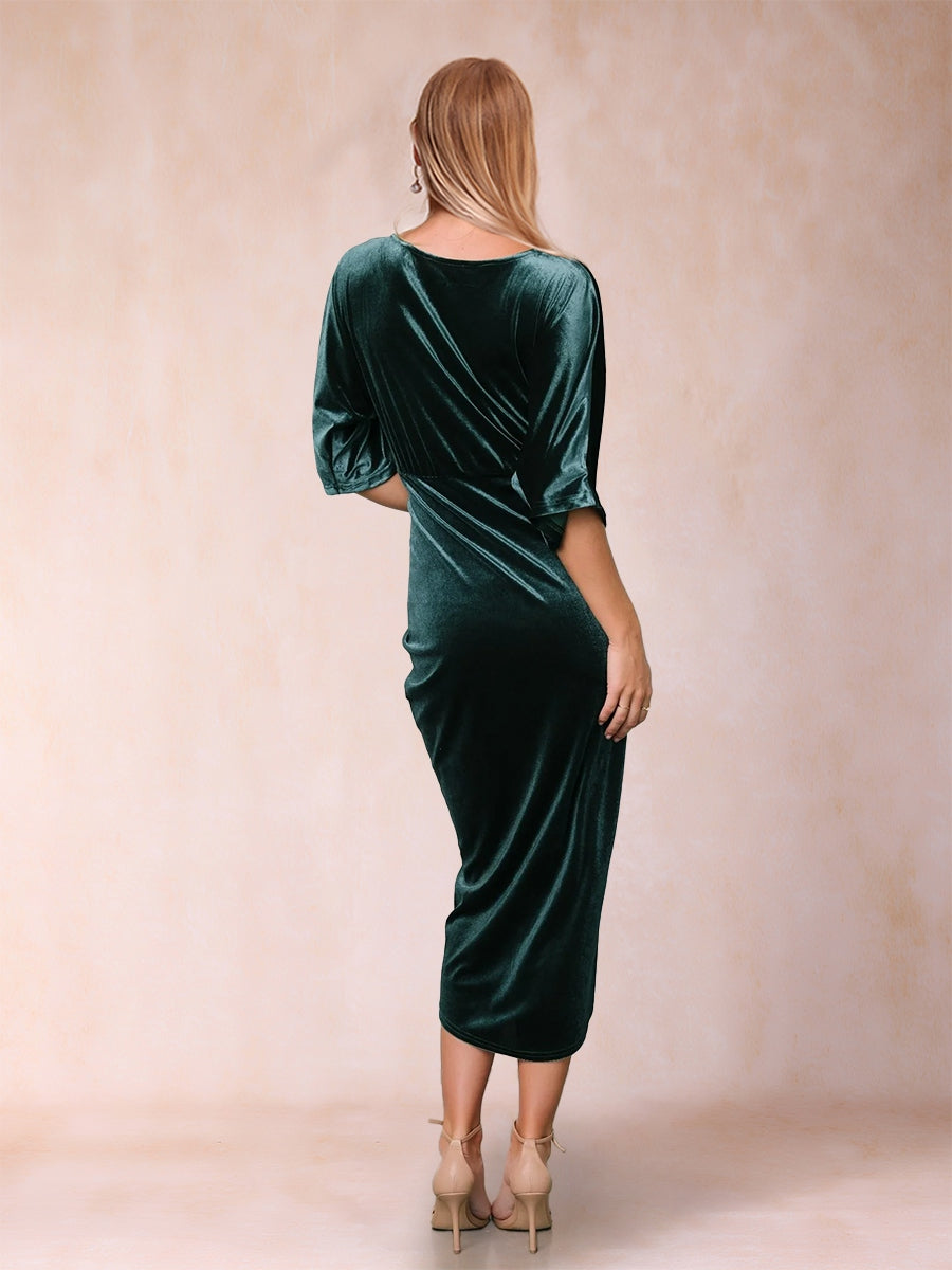 Tulpen-Crossover-Kleid mit V-Ausschnitt und kurzen Ärmeln, gerüschtes Kleid für die Brautmutter