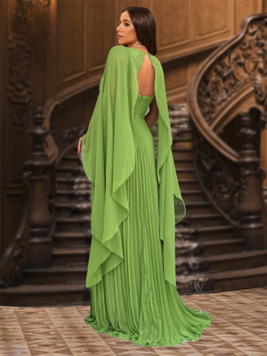 A-Linie/Princess-Linie Träger Plissee Abendkleider mit Überwurfkappe