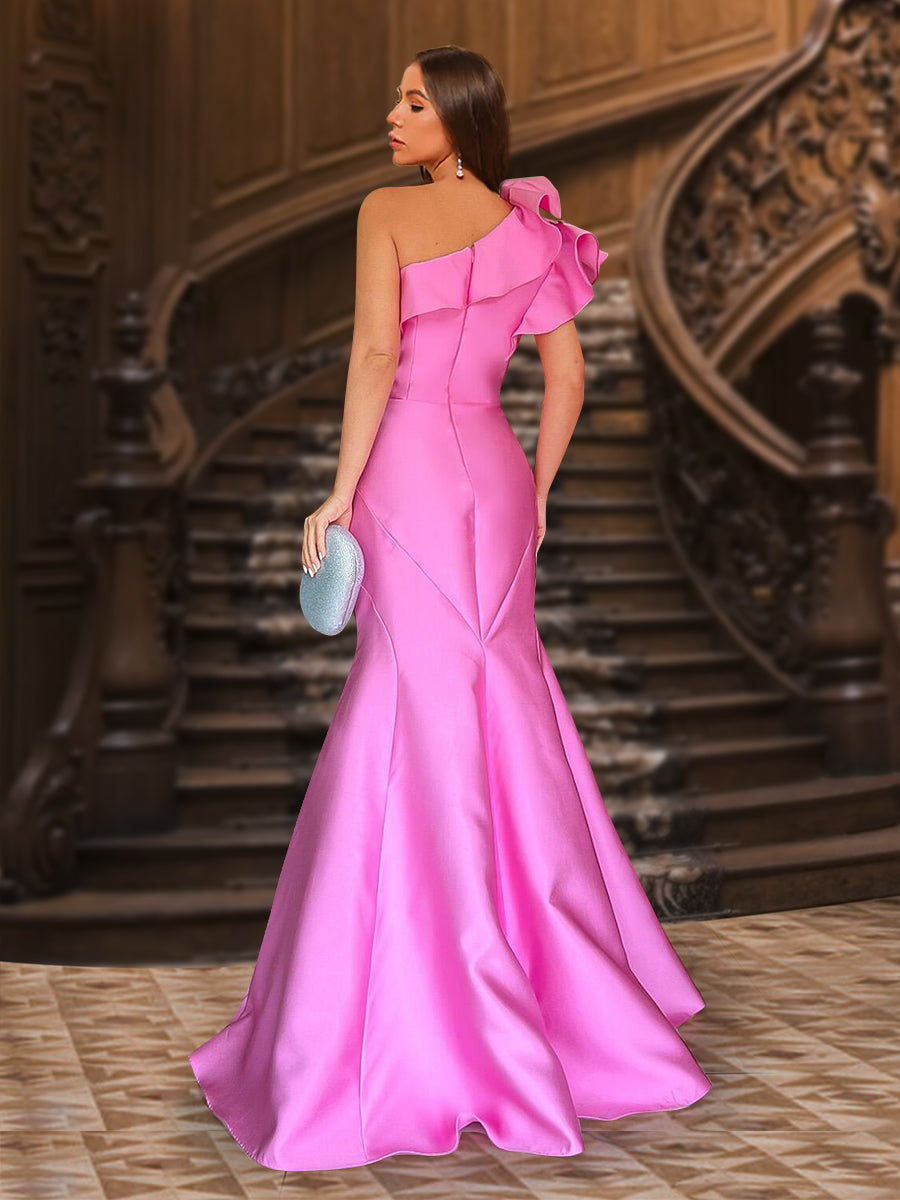 Trompete/Meerjungfrau-Linie One-Shoulder-Träger Rüschen Ärmellos Abendkleider