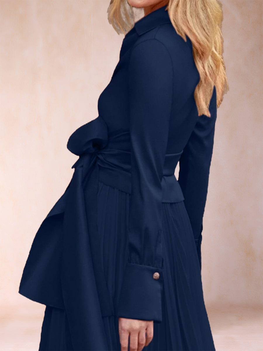 A-Linie/Princess-Linie Chiffon V-Ausschnitt Lange Ärmel 2-teilig Kleider für die Brautmutter mit Gürtel und Rüschen