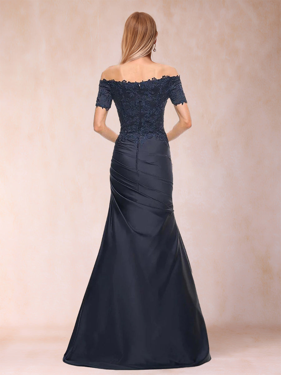 Trompete/Meerjungfrau-Linie Off-the-Shoulder Kurze Ärmel Mutter der Braut Kleider Applikationen