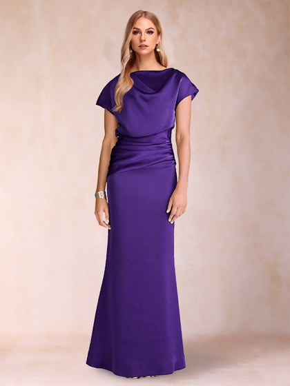 Etui-Linie/Säule U-Ausschnitt Kurze Ärmel Kleider für die Brautmutter mit Rüschen