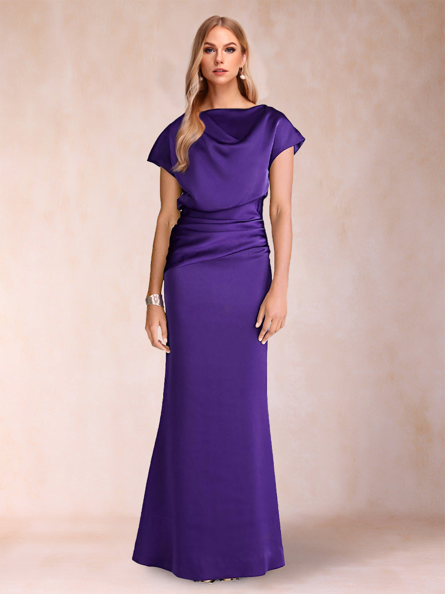 Etui-Linie/Säule U-Ausschnitt Kurze Ärmel Kleider für die Brautmutter mit Rüschen