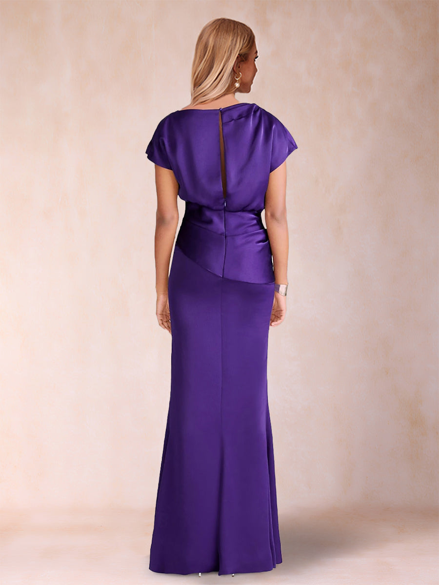 Etui-Linie/Säule U-Ausschnitt Kurze Ärmel Kleider für die Brautmutter mit Rüschen