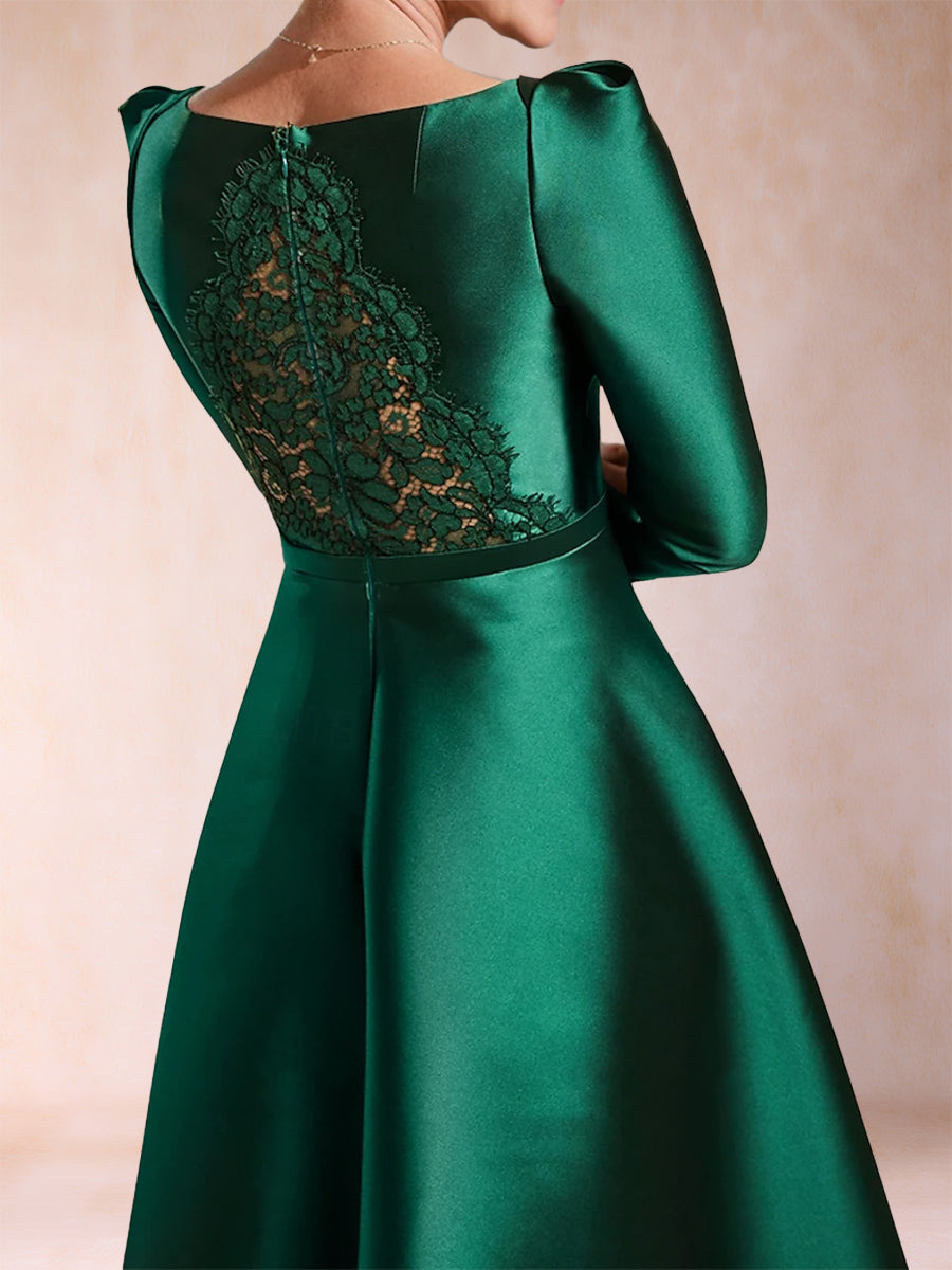 A-Linie/Princess-Linie U-Ausschnitt Lange Ärmel Kleider für die Brautmutter mit Applikationen