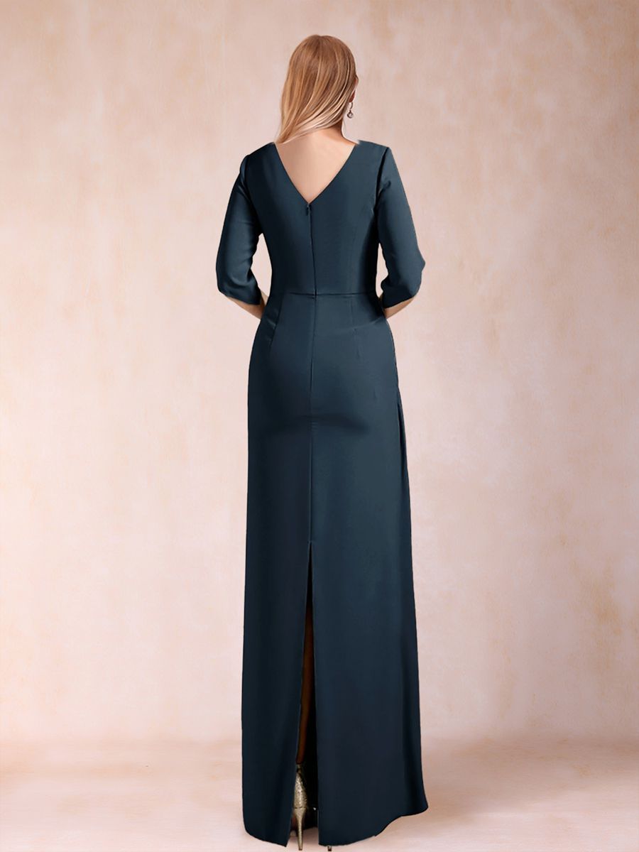 Etui-Linie/Säule U-Ausschnitt Halbarm Kleider für die Brautmutter mit Rüschen