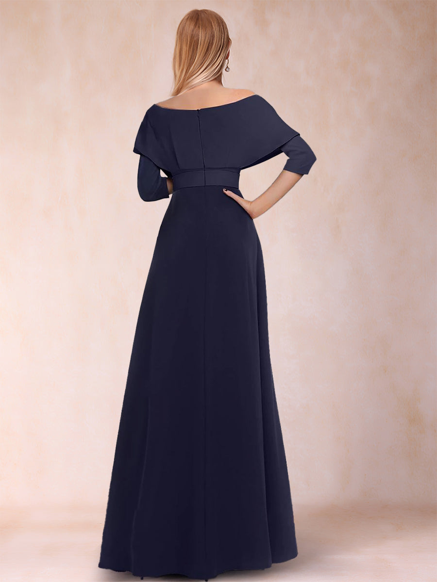 A-Linie/Princess-Linie V-Ausschnitt 3/4 Ärmel 2-teiliger Hosenanzug mit Gürtel