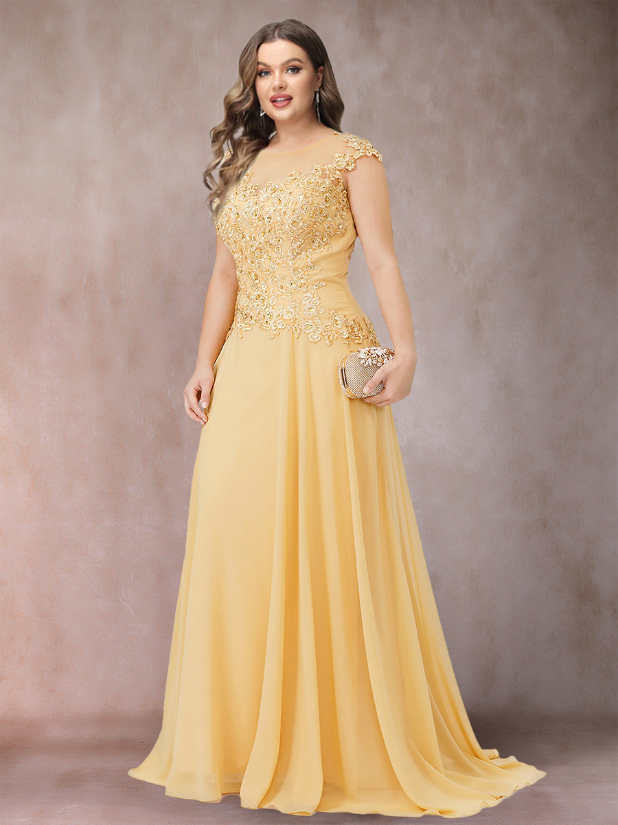 A-Linie/Princess-Linie U-Ausschnitt Ärmellos Große Größen Kleider für die Brautmutter mit Applikationen