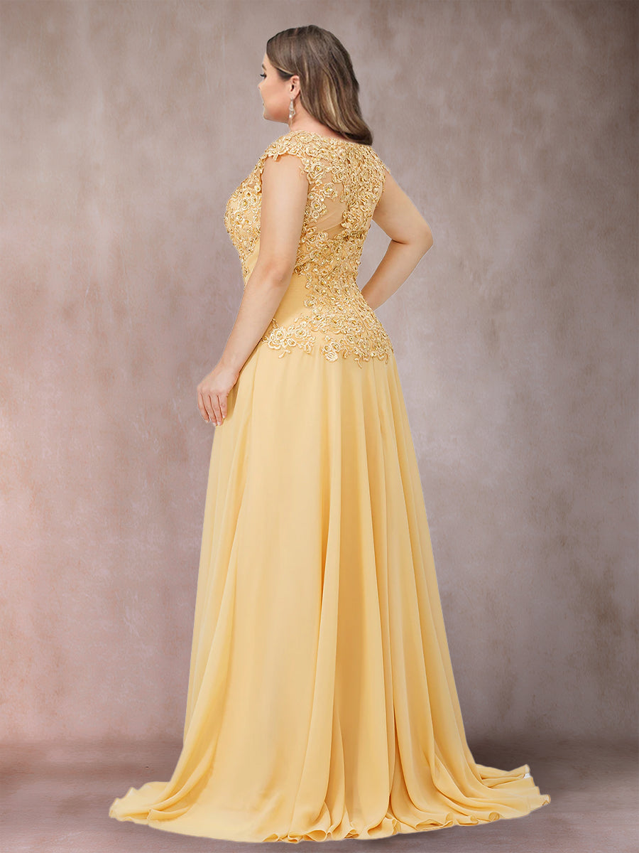 A-Linie/Princess-Linie U-Ausschnitt Ärmellos Große Größen Kleider für die Brautmutter mit Applikationen