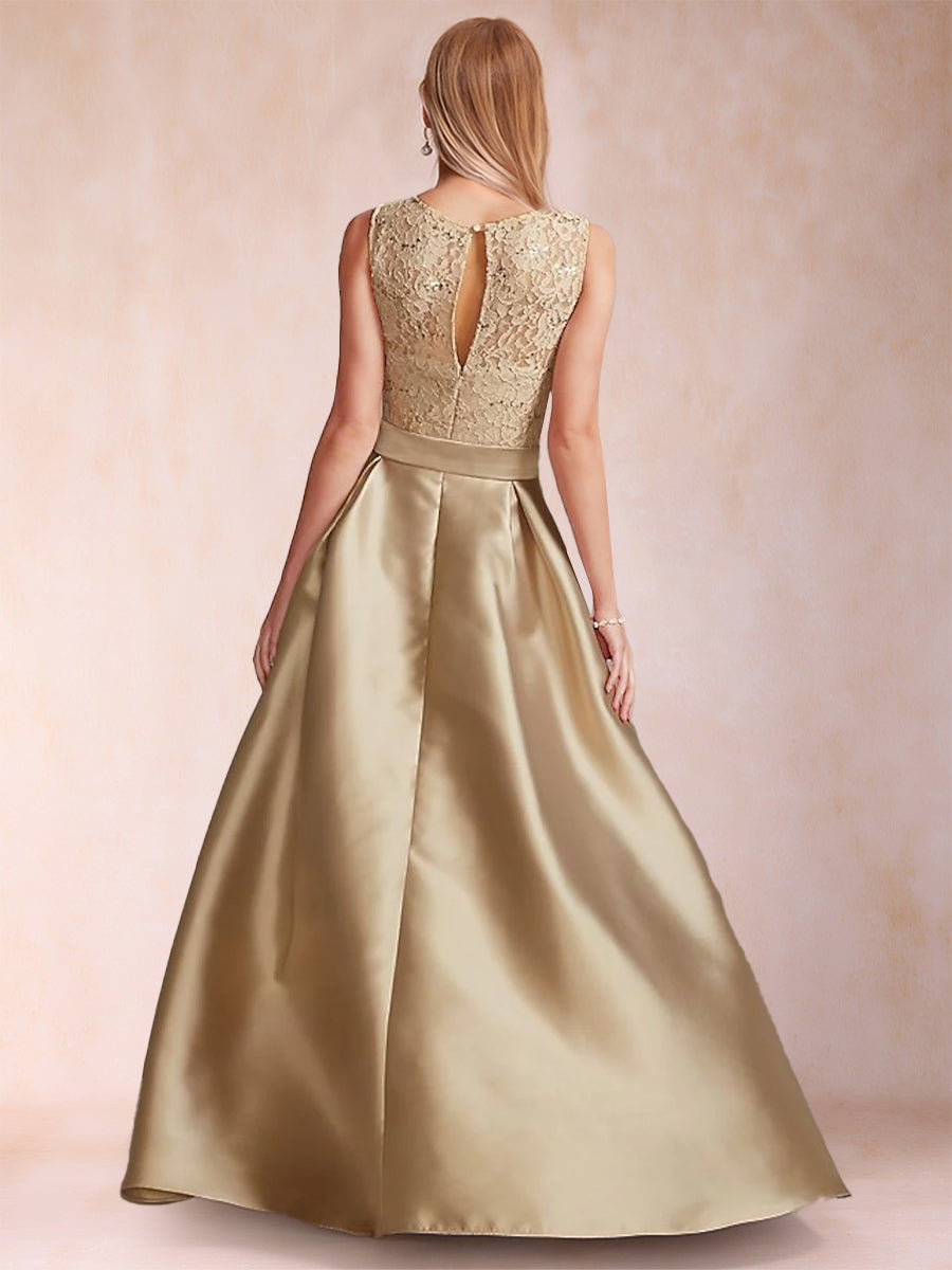 A-Linie/Princess-Linie U-Ausschnitt Ärmellos Kleider für die Brautmutter mit Applikationen