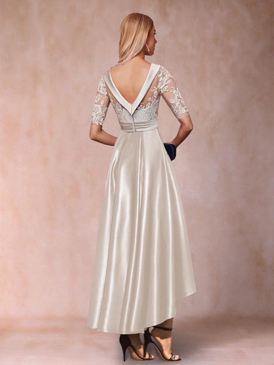 A-Linie/Princess-Linie U-Ausschnitt Halbarm Kleider für die Brautmutter mit Applikationen