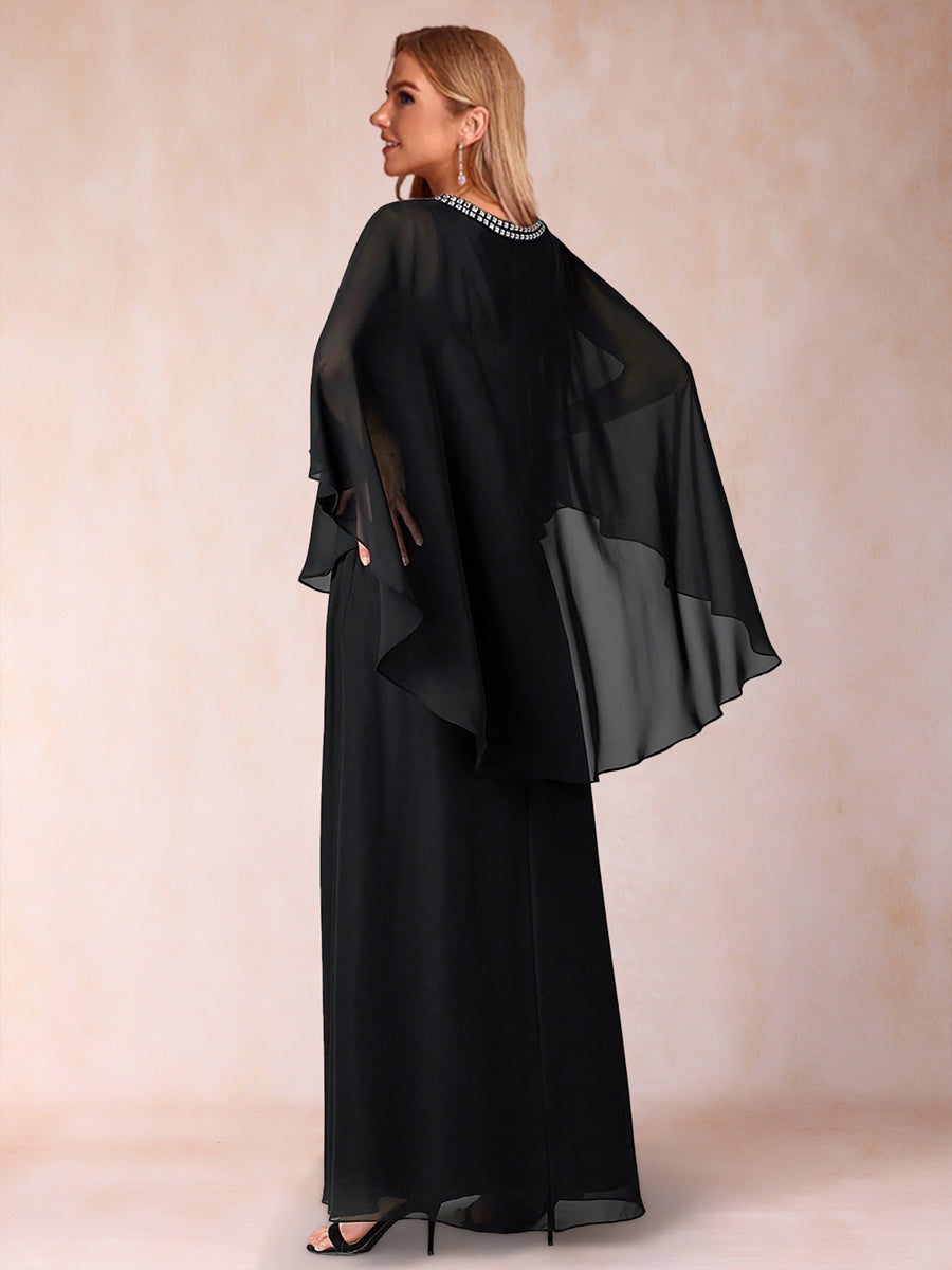 A-Linie/Princess-Linie U-Ausschnitt 3/4 Ärmel Kleider für die Brautmutter mit Rüschen