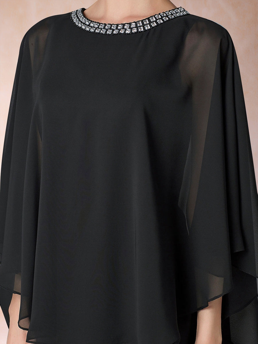 A-Linie/Princess-Linie U-Ausschnitt 3/4 Ärmel Kleider für die Brautmutter mit Rüschen