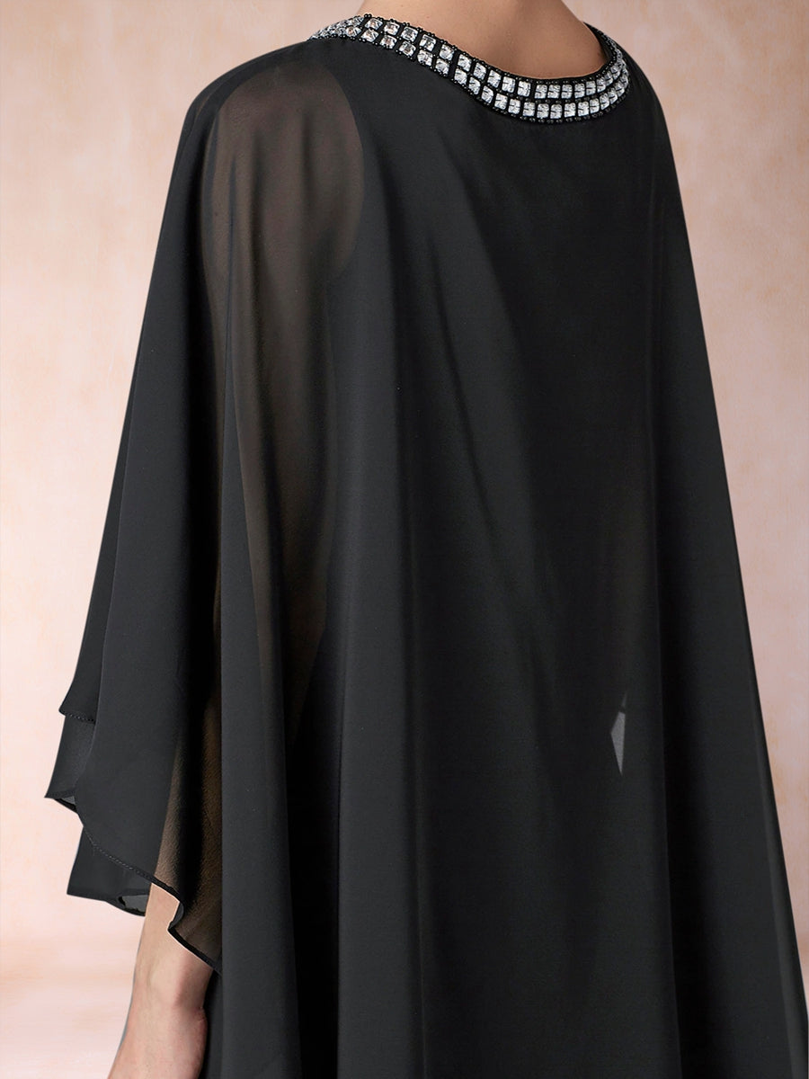 A-Linie/Princess-Linie U-Ausschnitt 3/4 Ärmel Kleider für die Brautmutter mit Rüschen