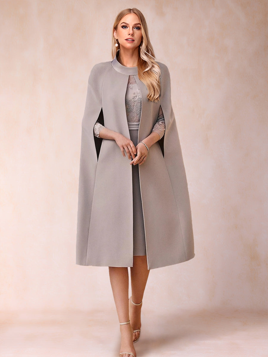 Etui-Linie/Säule U-Ausschnitt 3/4 Ärmel 2-teilig Kleider für die Brautmutter mit Applikationen