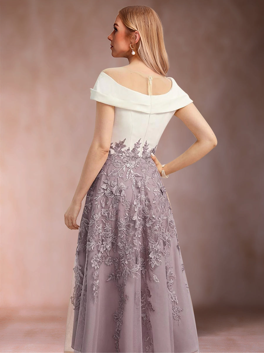 A-Linie/Princess-Linie U-Ausschnitt Kurze Ärmel Kleider für die Brautmutter mit Applikationen