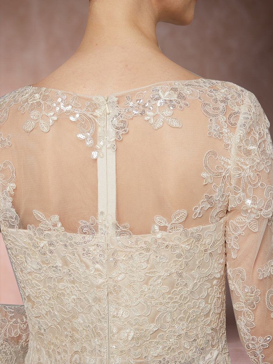 Etui-Linie/Säule U-Ausschnitt Lange Ärmel Kleider für die Brautmutter mit Applikationen