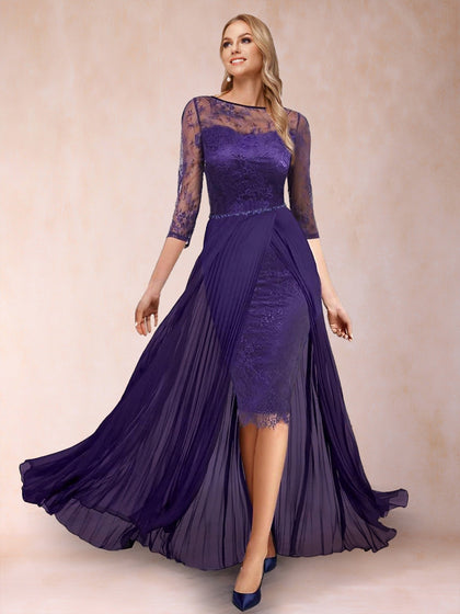 Etui-Linie/Säule U-Ausschnitt 3/4 Ärmel Abnehmbare 2-teilige Kleider für die Brautmutter