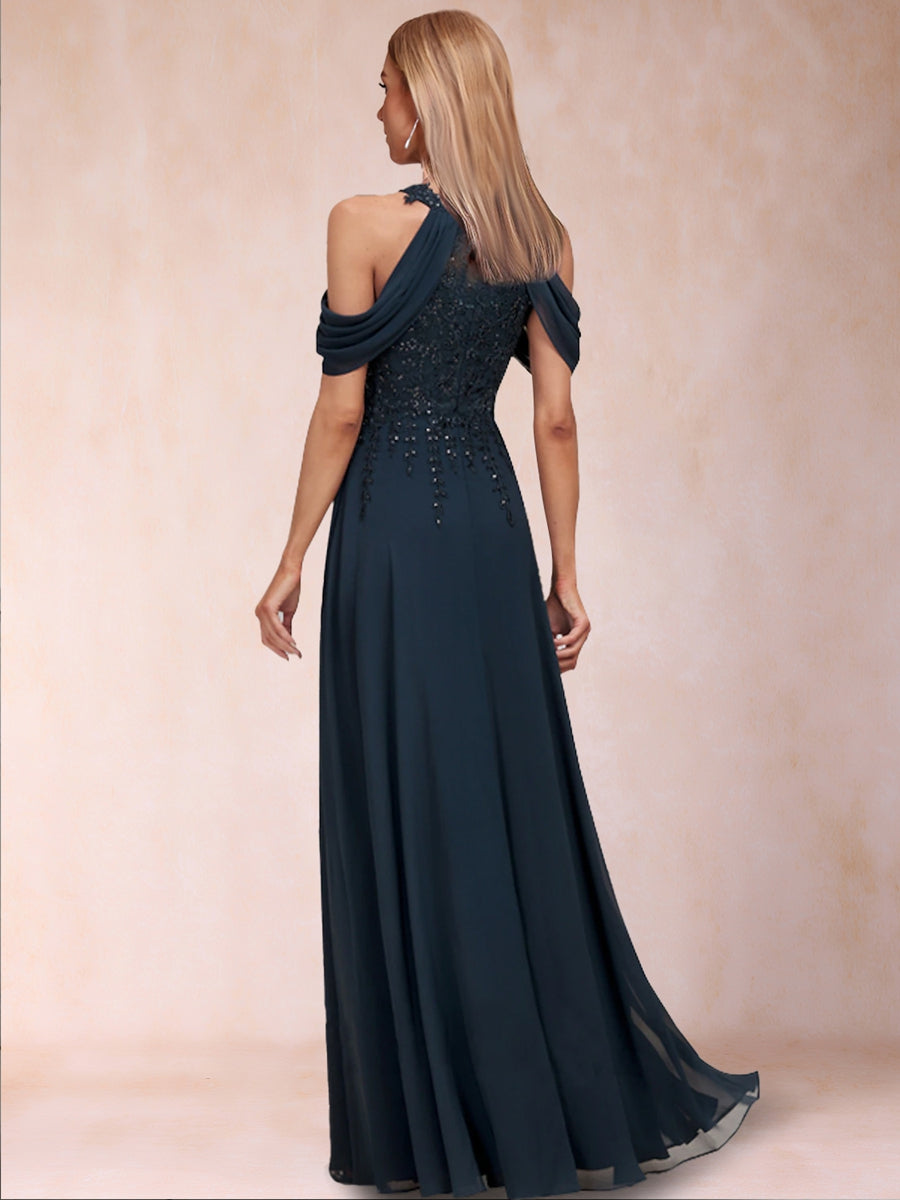 A-Linie/Princess-Linie Schulterfrei Kurze Ärmel Brautmutterkleider mit Applikationen