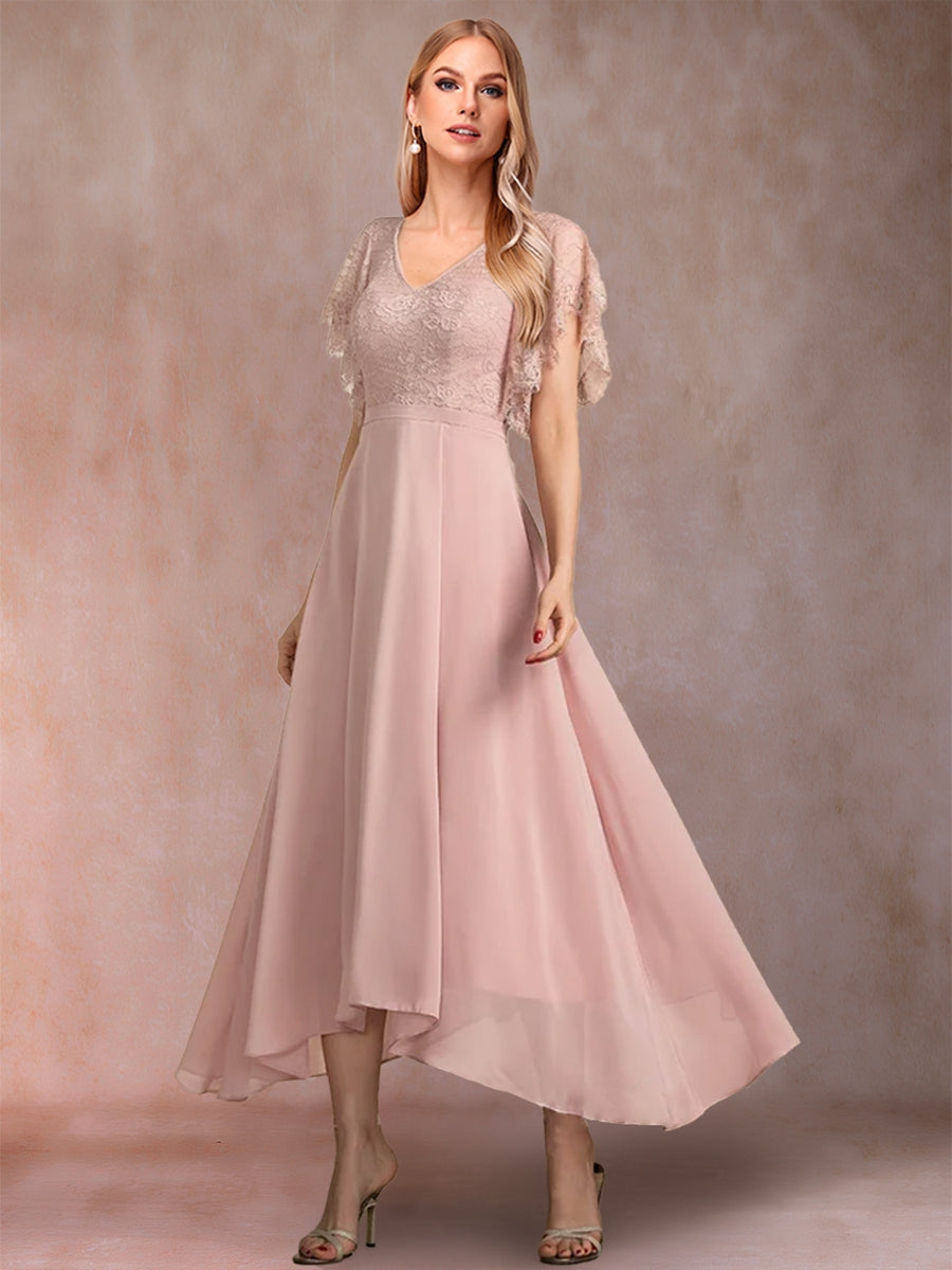 A-Linie/Princess-Linie V-Ausschnitt Kurze Ärmel Kleider für die Brautmutter mit Applikationen