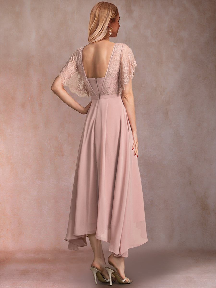 A-Linie/Princess-Linie V-Ausschnitt Kurze Ärmel Kleider für die Brautmutter mit Applikationen