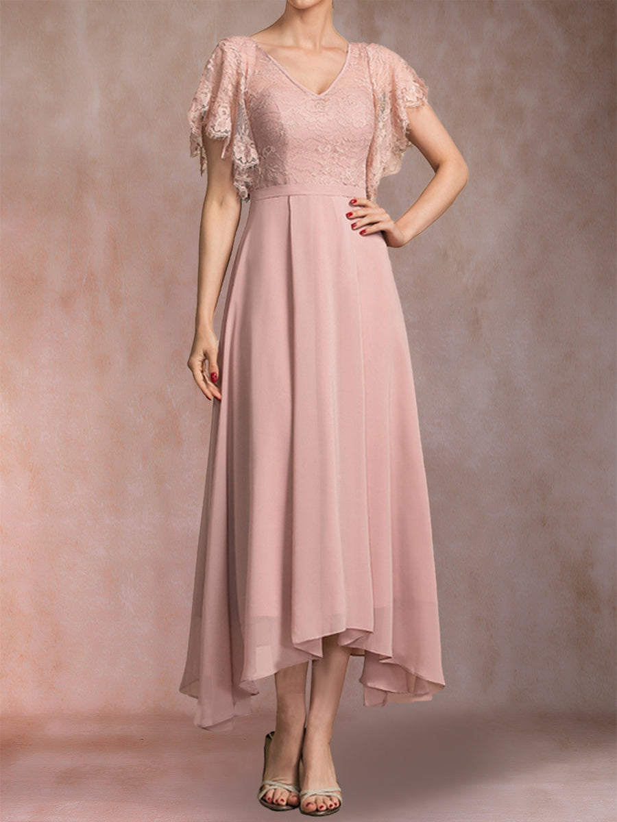 A-Linie/Princess-Linie V-Ausschnitt Kurze Ärmel Kleider für die Brautmutter mit Applikationen