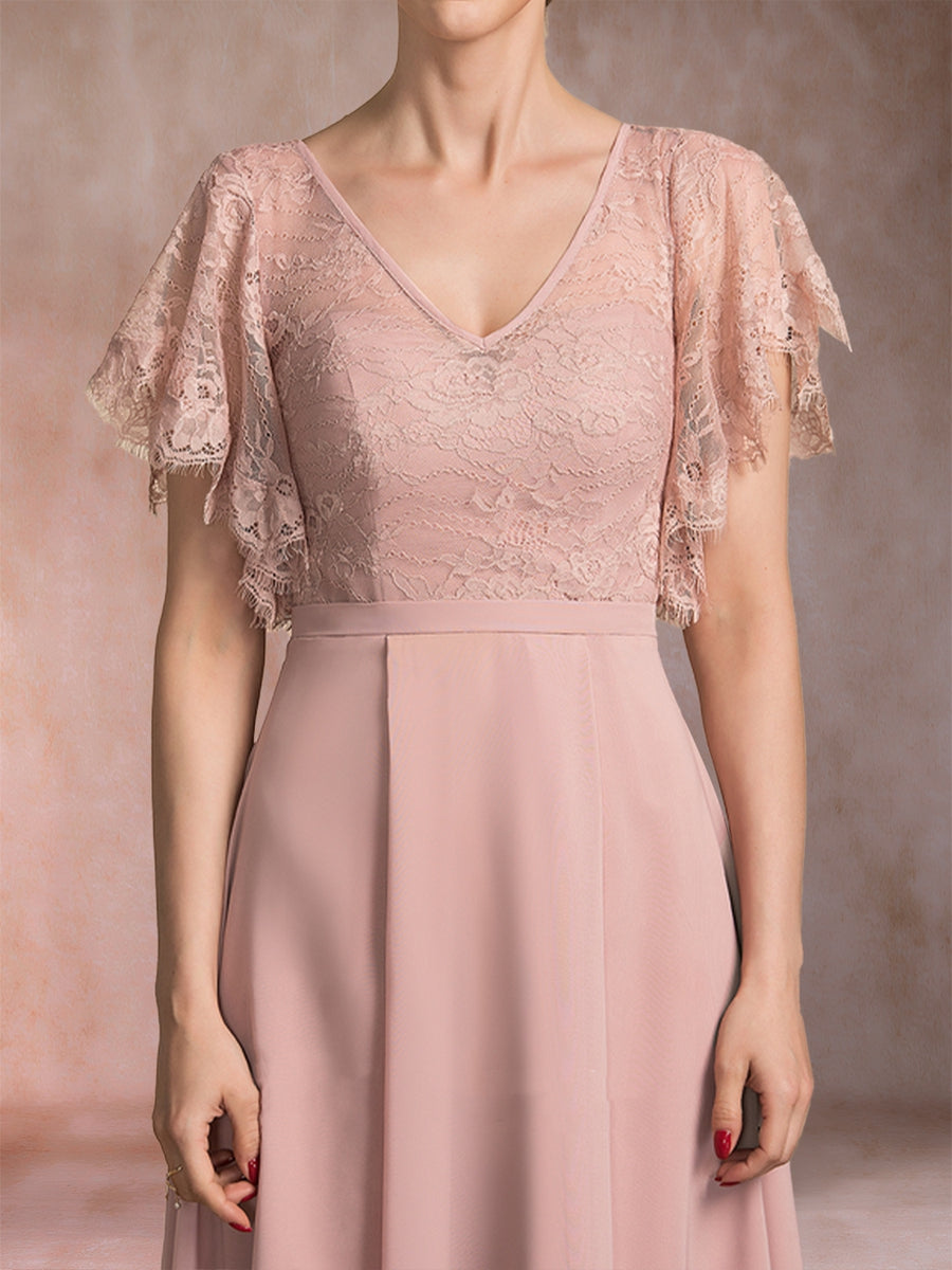 A-Linie/Princess-Linie V-Ausschnitt Kurze Ärmel Kleider für die Brautmutter mit Applikationen