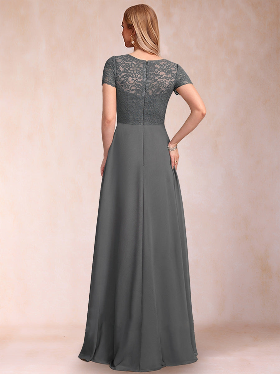 A-Linie/Princess-Linie V-Ausschnitt Kurze Ärmel Kleider für die Brautmutter mit Applikationen