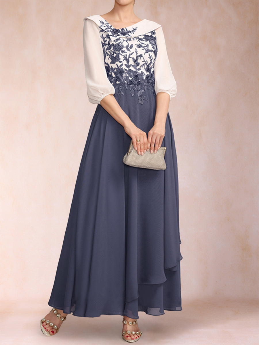 A-Linie/Princess-Linie V-Ausschnitt Halbarm Kleider für die Brautmutter mit Rüschen