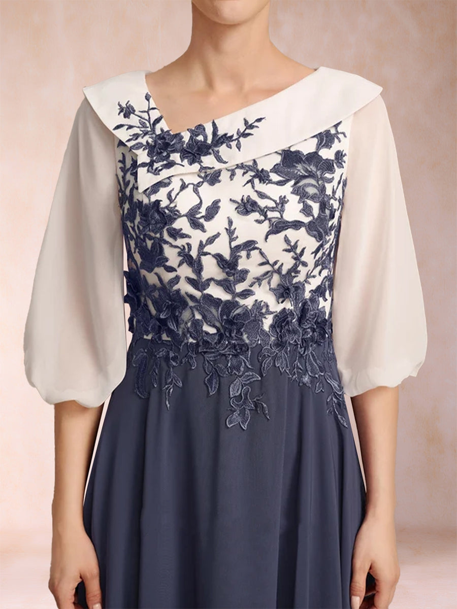 A-Linie/Princess-Linie V-Ausschnitt Halbarm Kleider für die Brautmutter mit Rüschen