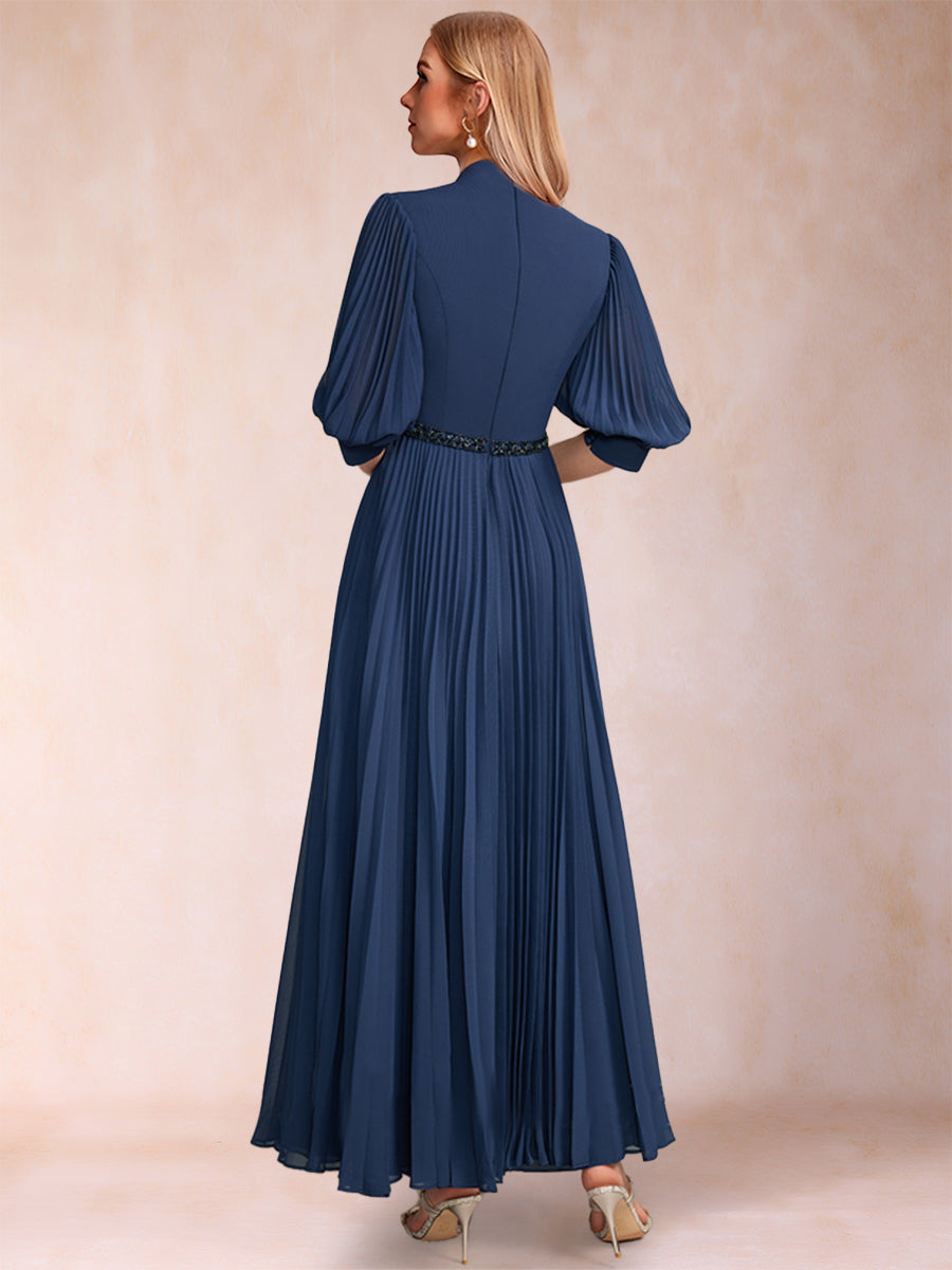 A-Linie/Princess-Linie U-Ausschnitt 3/4-Ärmel Kleider für die Brautmutter mit Perlenbesatz