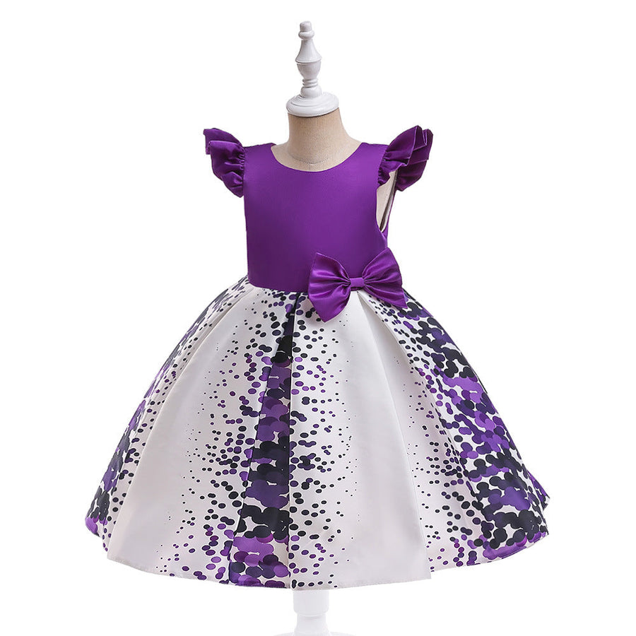 U-Ausschnitt, ärmellos, knielang, bedruckt, Blumen-Weihnachtskleider für Mädchen