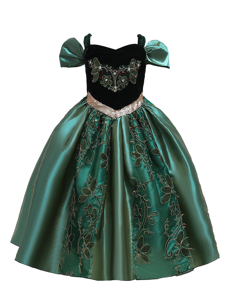 A-Linie/Princess-Linie, U-Ausschnitt, Puffärmel, Applikationen, Weihnachtskleider für Mädchen