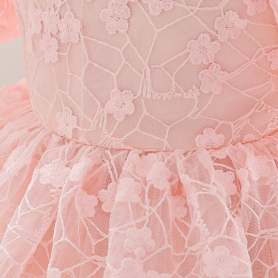 A-Linie/Princess-Linie U-Ausschnitt Puffärmel Blumenmädchenkleider mit Applikationen