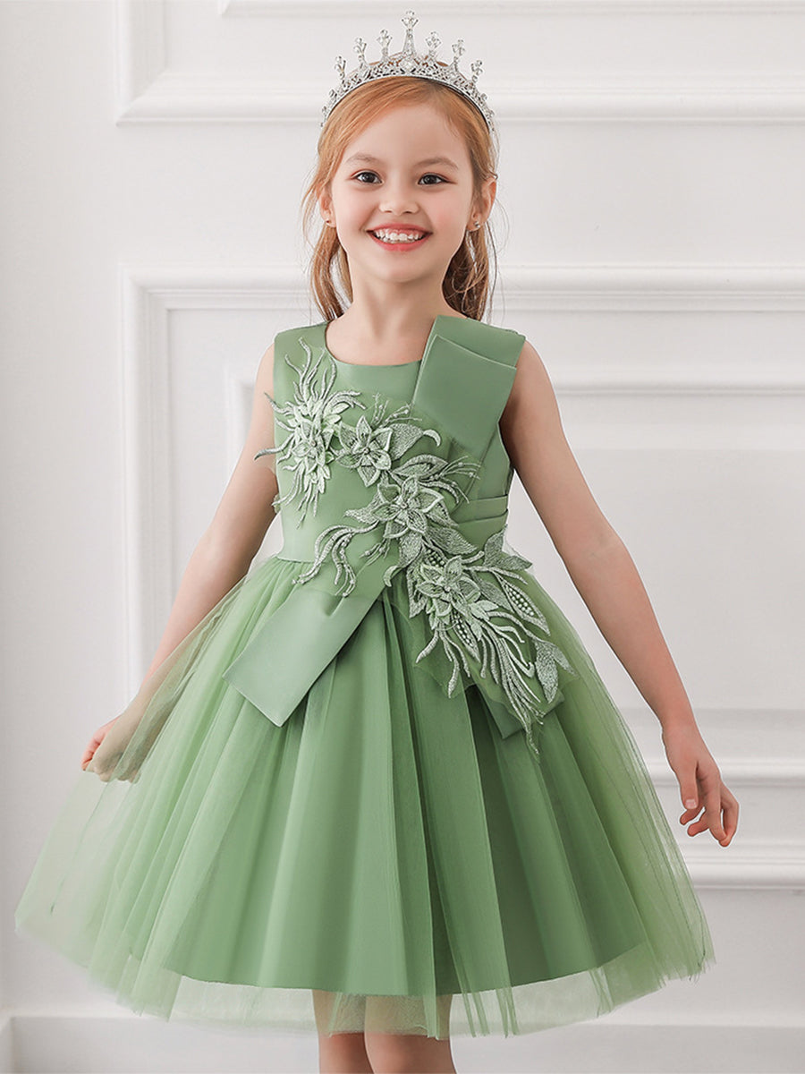 Prinzessin Ballkleid U-Ausschnitt Blumenmädchenkleider mit Applikationen