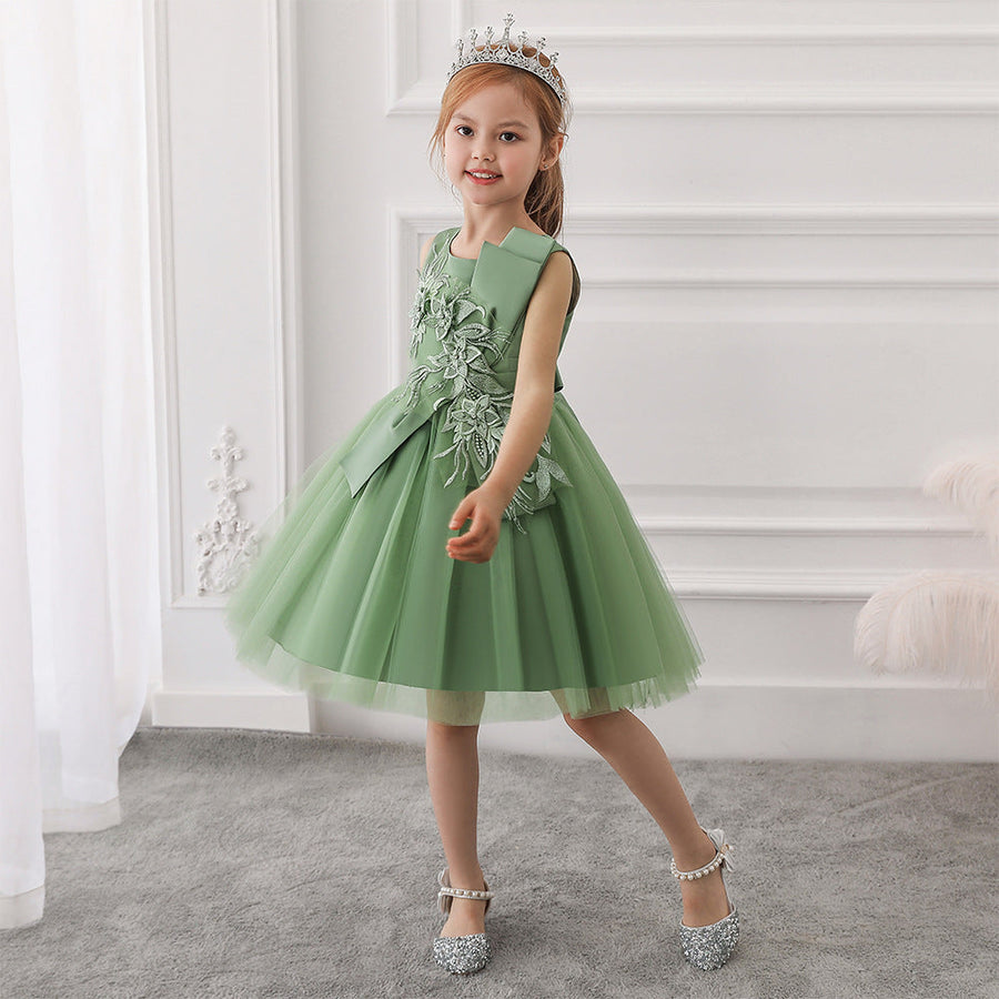 Prinzessin Ballkleid U-Ausschnitt Blumenmädchenkleider mit Applikationen