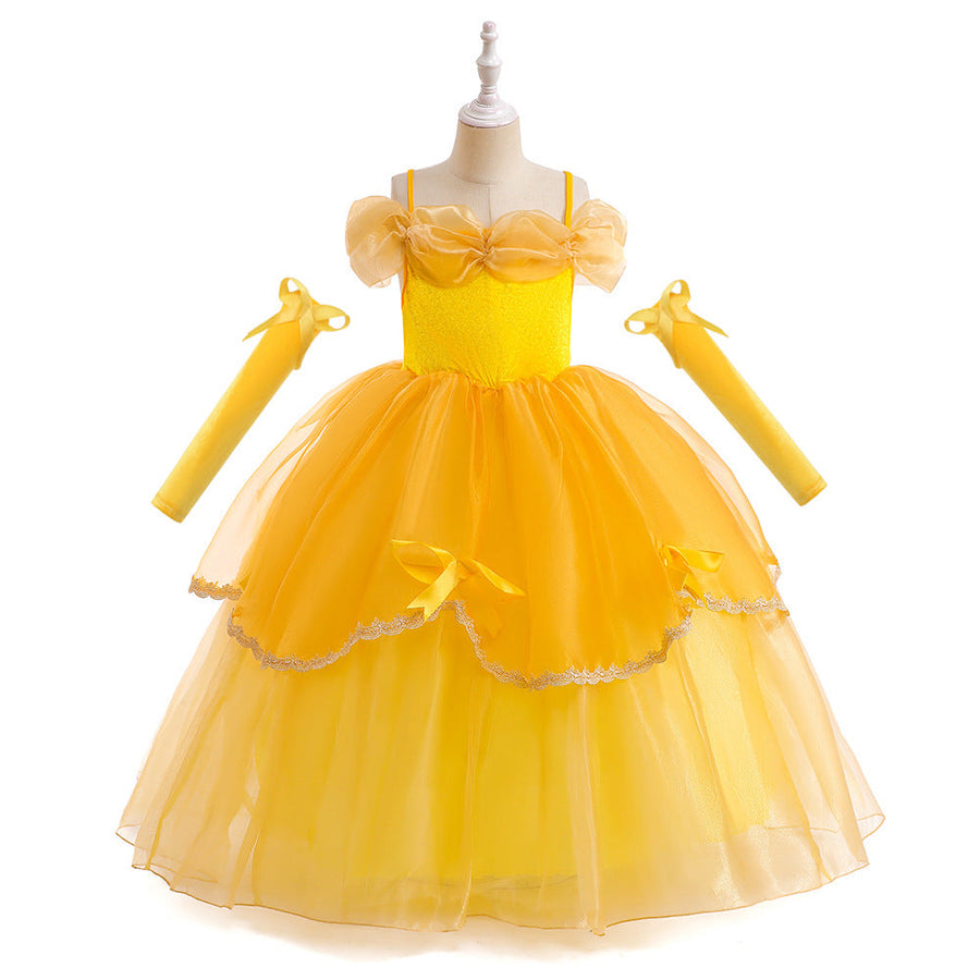 Prinzessin Ballkleid Kalte Schulter Stufen Weihnachtskleider für Mädchen