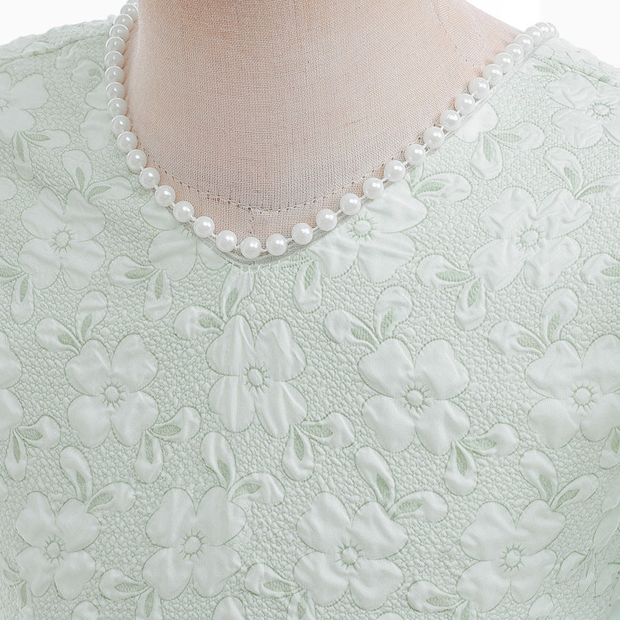 A-Linie/Princess-Linie V-Ausschnitt Puffärmel Blumenmädchenkleider mit Perlen
