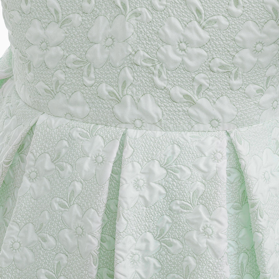 A-Linie/Princess-Linie V-Ausschnitt Puffärmel Blumenmädchenkleider mit Perlen