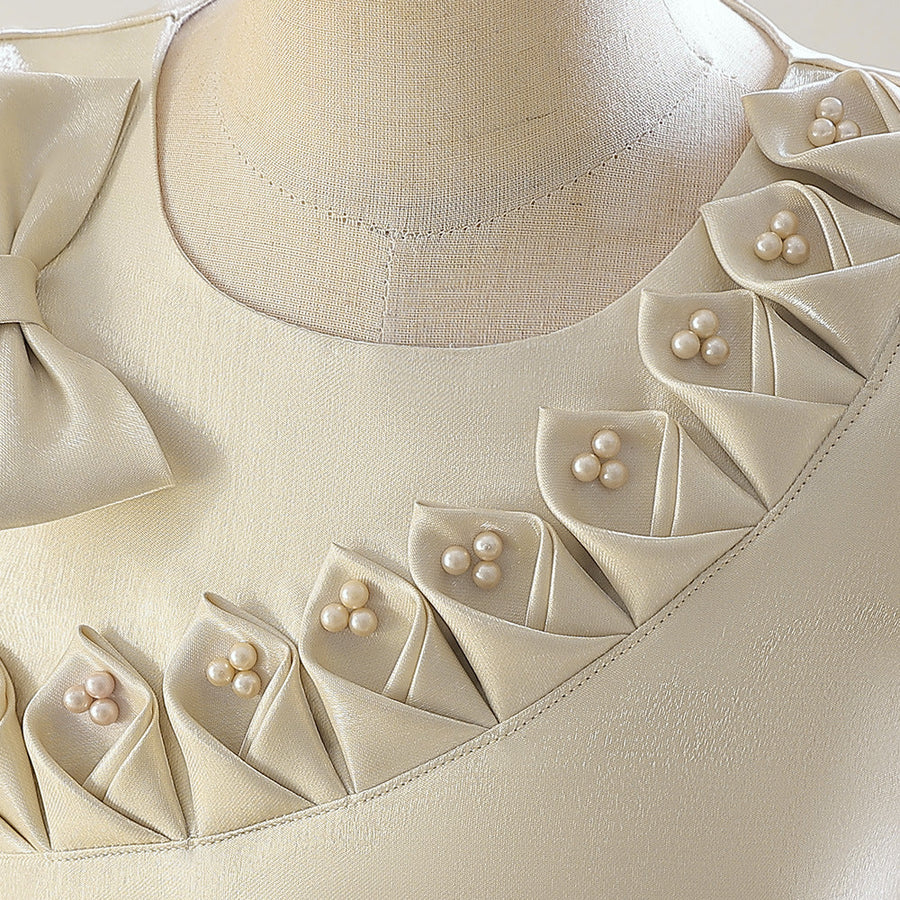 A-Linie/Princess-Linie U-Ausschnitt Puffärmel Blumenmädchenkleider mit Schleife