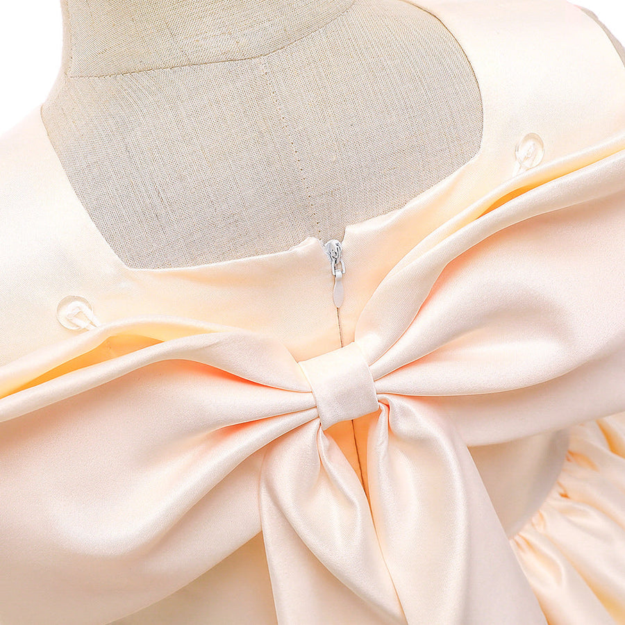 Ballkleid U-Ausschnitt Ärmellose Blumenmädchenkleider mit Rüschen