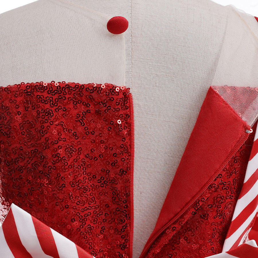 Ballkleid U-Ausschnitt Ärmellos Schleife Weihnachtskleider für Mädchen