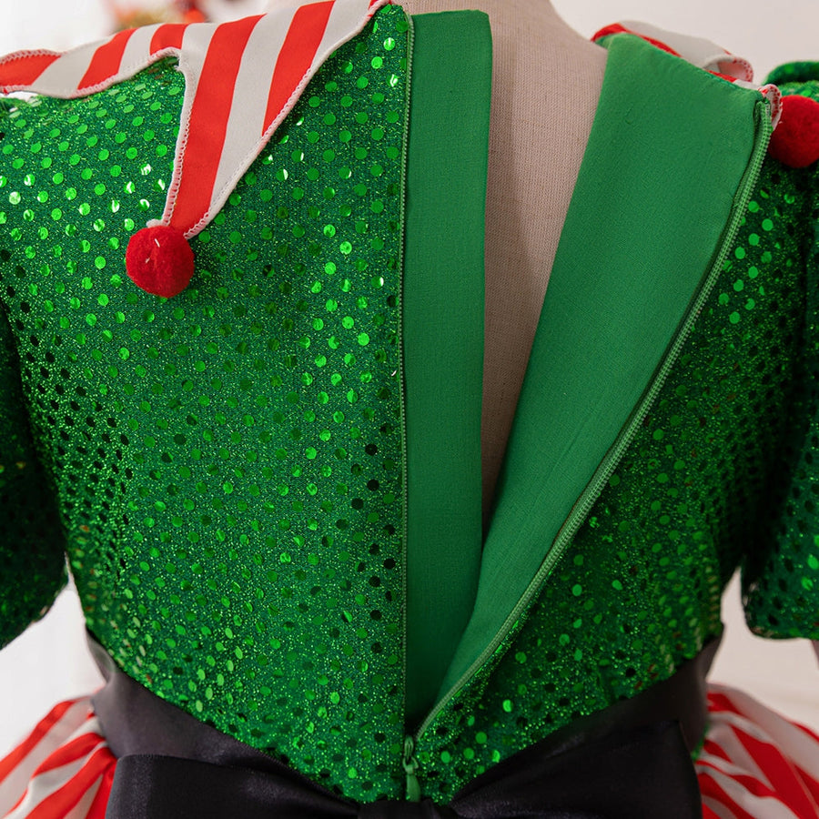 Ballkleid mit U-Ausschnitt und Puffärmeln, Weihnachtskleider für Mädchen