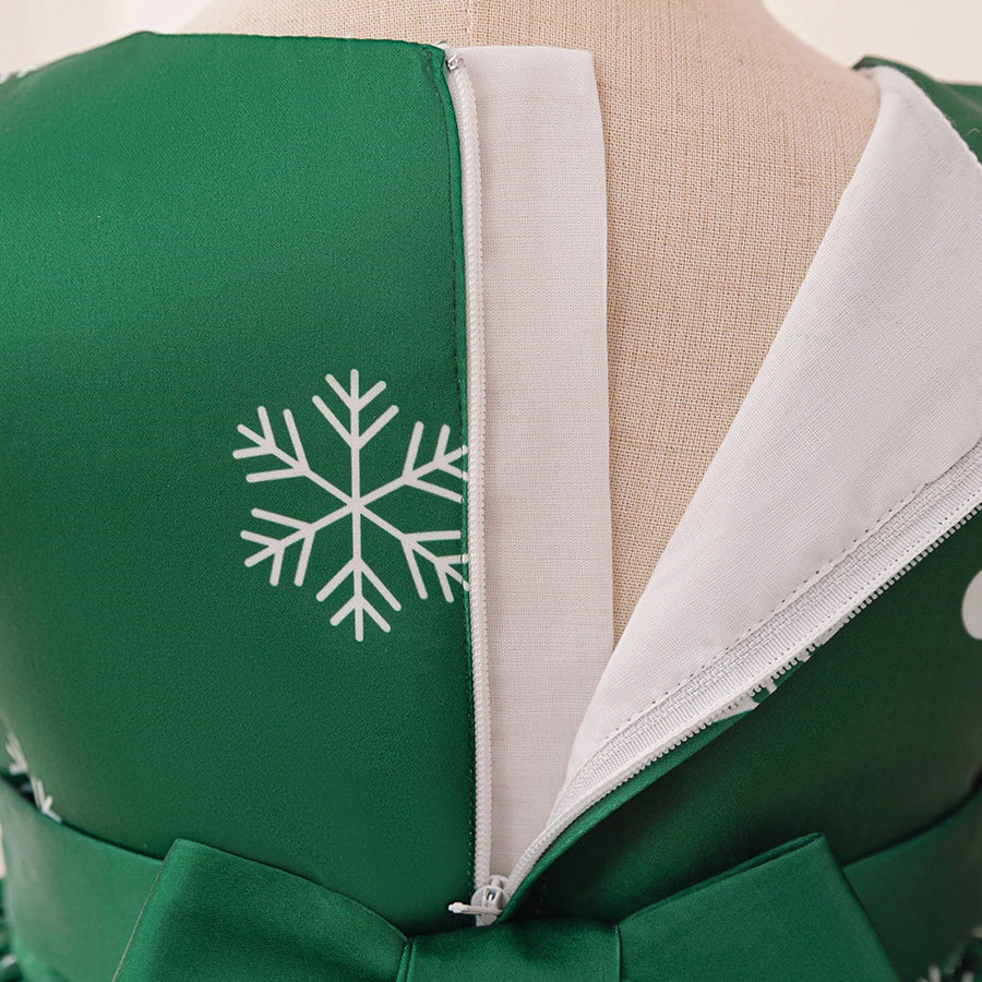 A-Linie/Princess-Linie Rundhalsausschnitt Puffärmel Plissee Weihnachtskleider für Mädchen